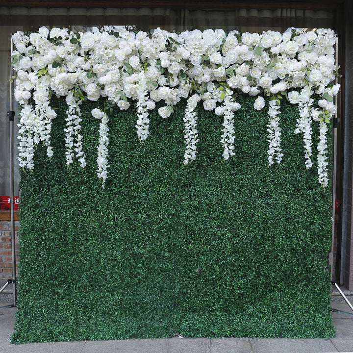 White Artificial Rose, Artificial Flower Wall, Wedding Party Backdrop