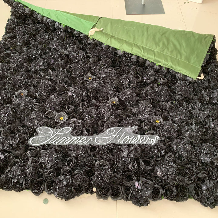 Luxury Black Hydrangea Gerbera Rose, Artificial Flower Wall Backdrop, Wedding Backdrop