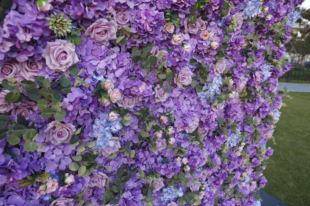 Luxury Purple 5D Cloth Flower Wall Arrangement Wedding Backdrop