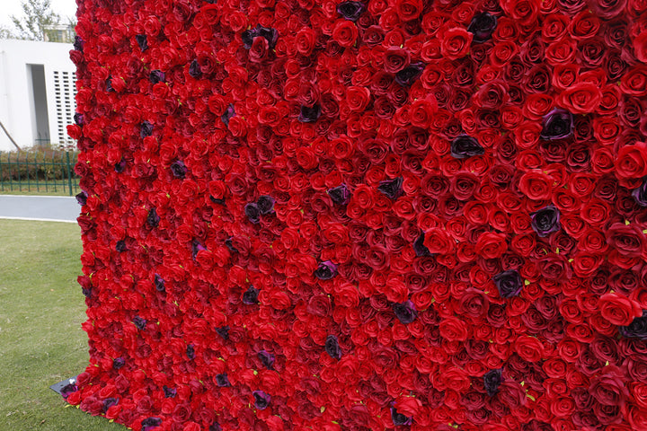 Red Purple Roses, Artificial Flower Wall, Wedding Party Backdrop