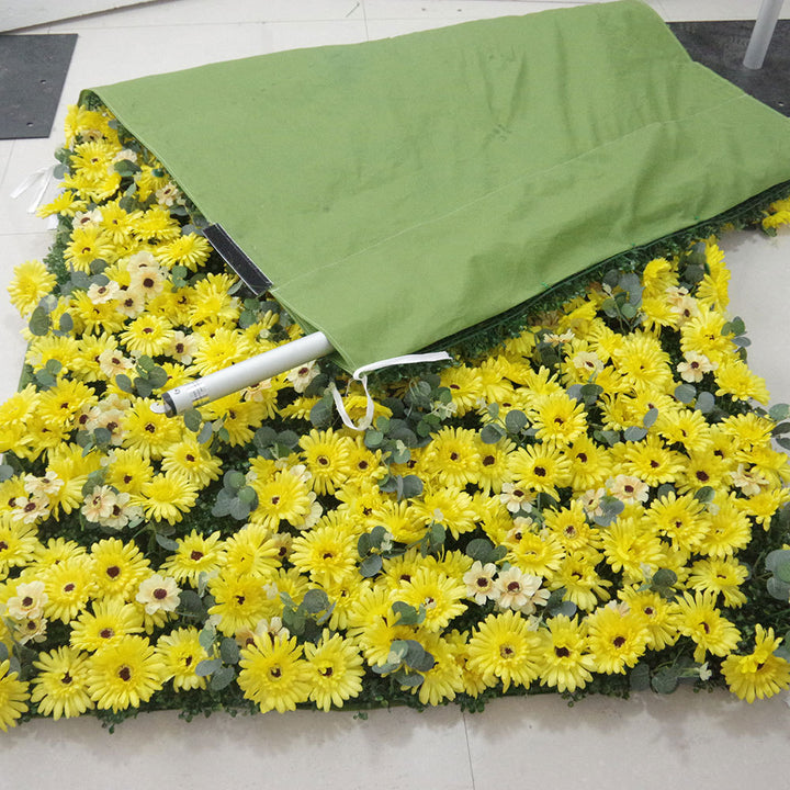 Luxury Yellow Gerbera, Artificial Flower Wall Backdrop, Wedding Backdrop