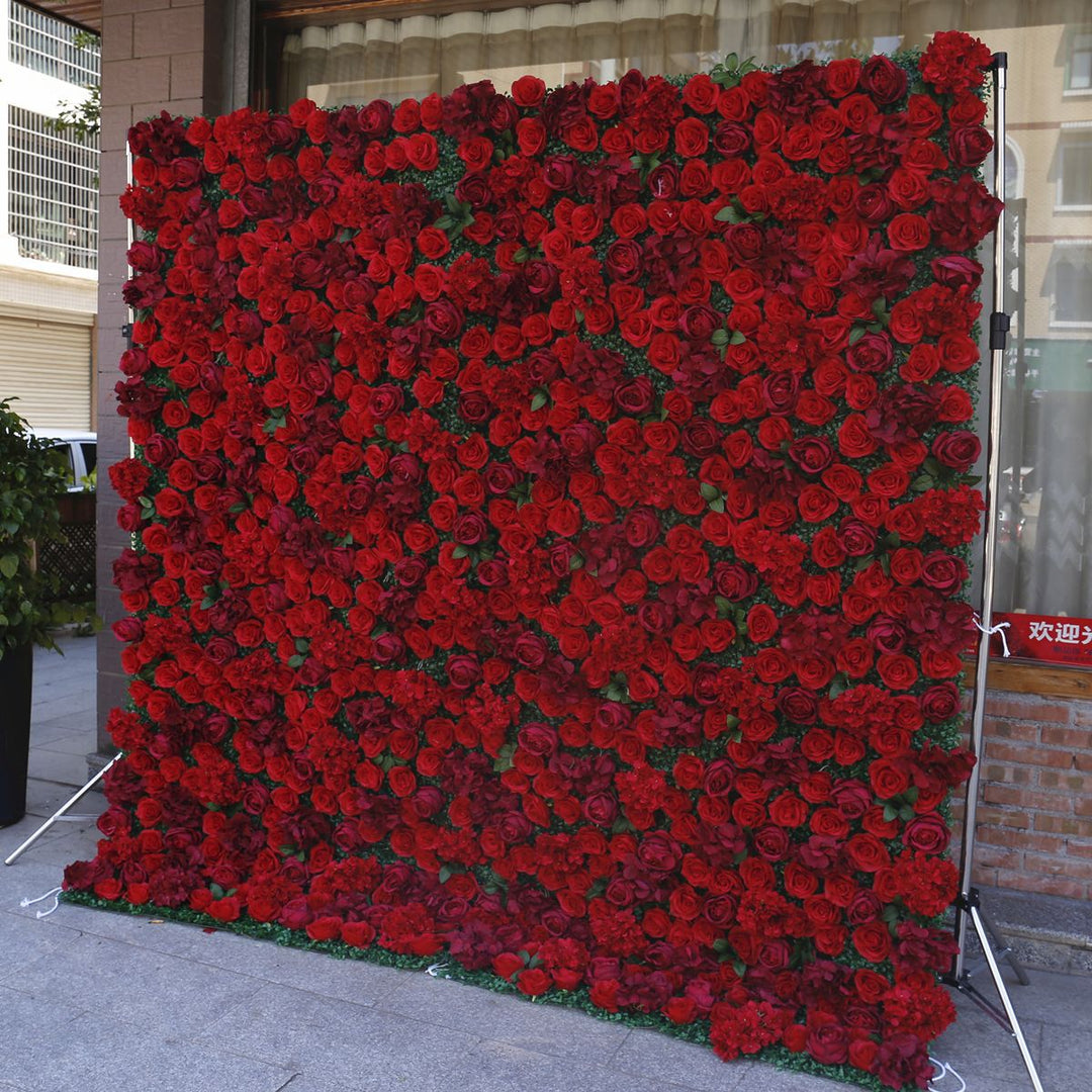 Red Rose Peony Hydrangea, Artificial Flower Wall, Wedding Party Backdrop