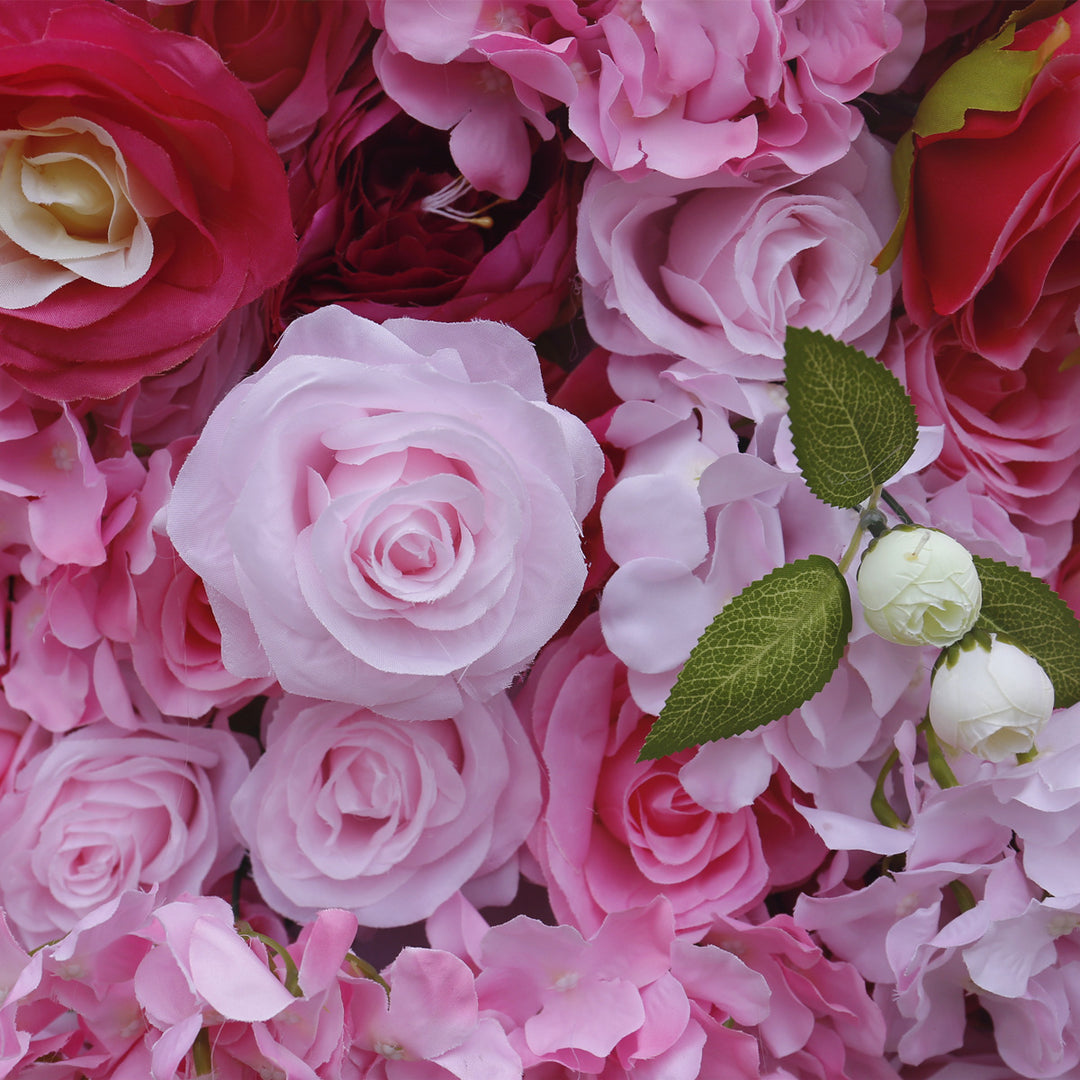 5D Rose Pink White Gradientartificial Flower Wall Backdrop