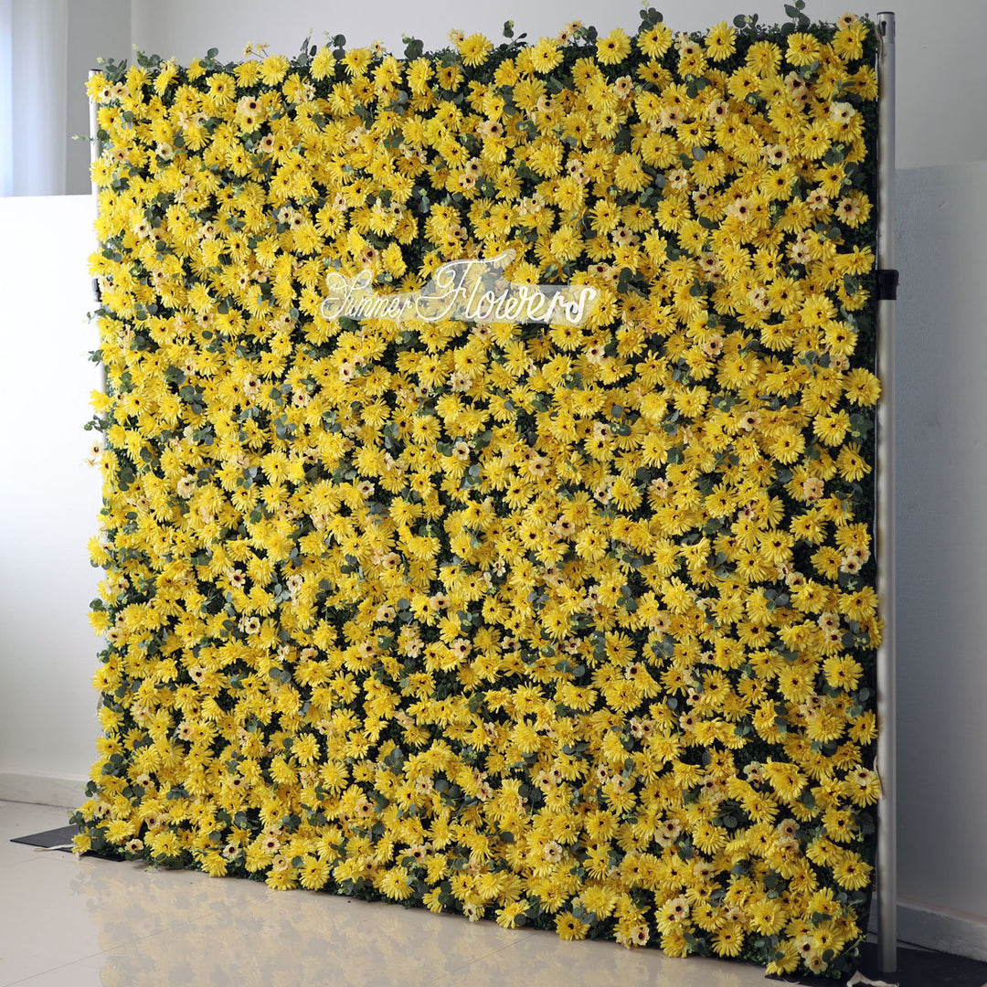 Luxury Yellow Gerbera, Artificial Flower Wall Backdrop, Wedding Backdrop