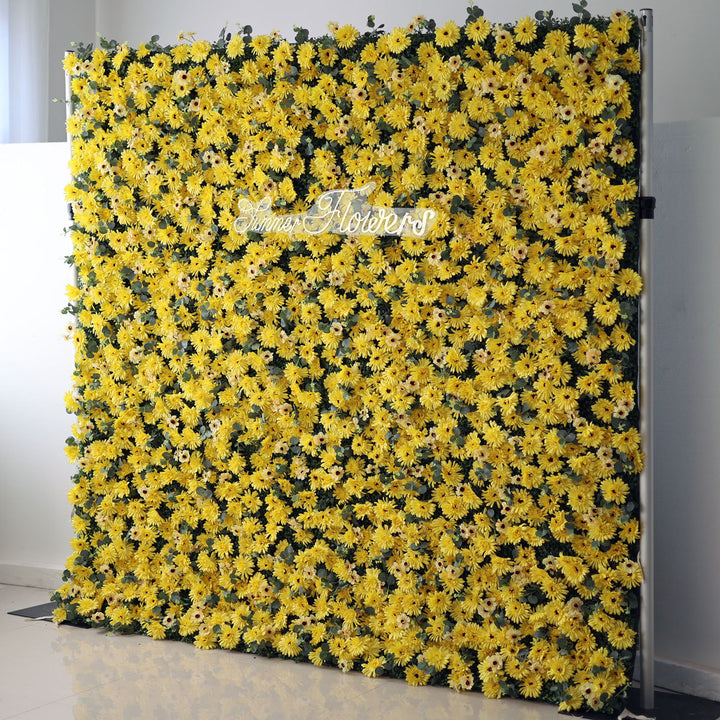 Luxury Yellow Gerbera, Artificial Flower Wall Backdrop, Wedding Backdrop