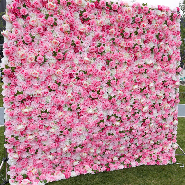 Fairy Pink White Rose, Artificial Flower Wall, Wedding Party Backdrop