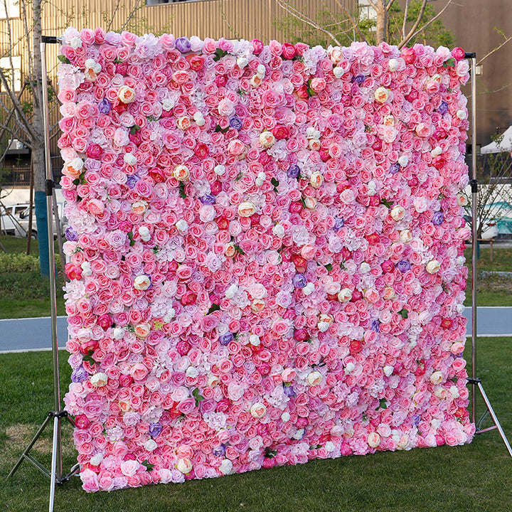 Pink Mixed Color Roses, Artificial Flower Wall, Wedding Party Backdrop