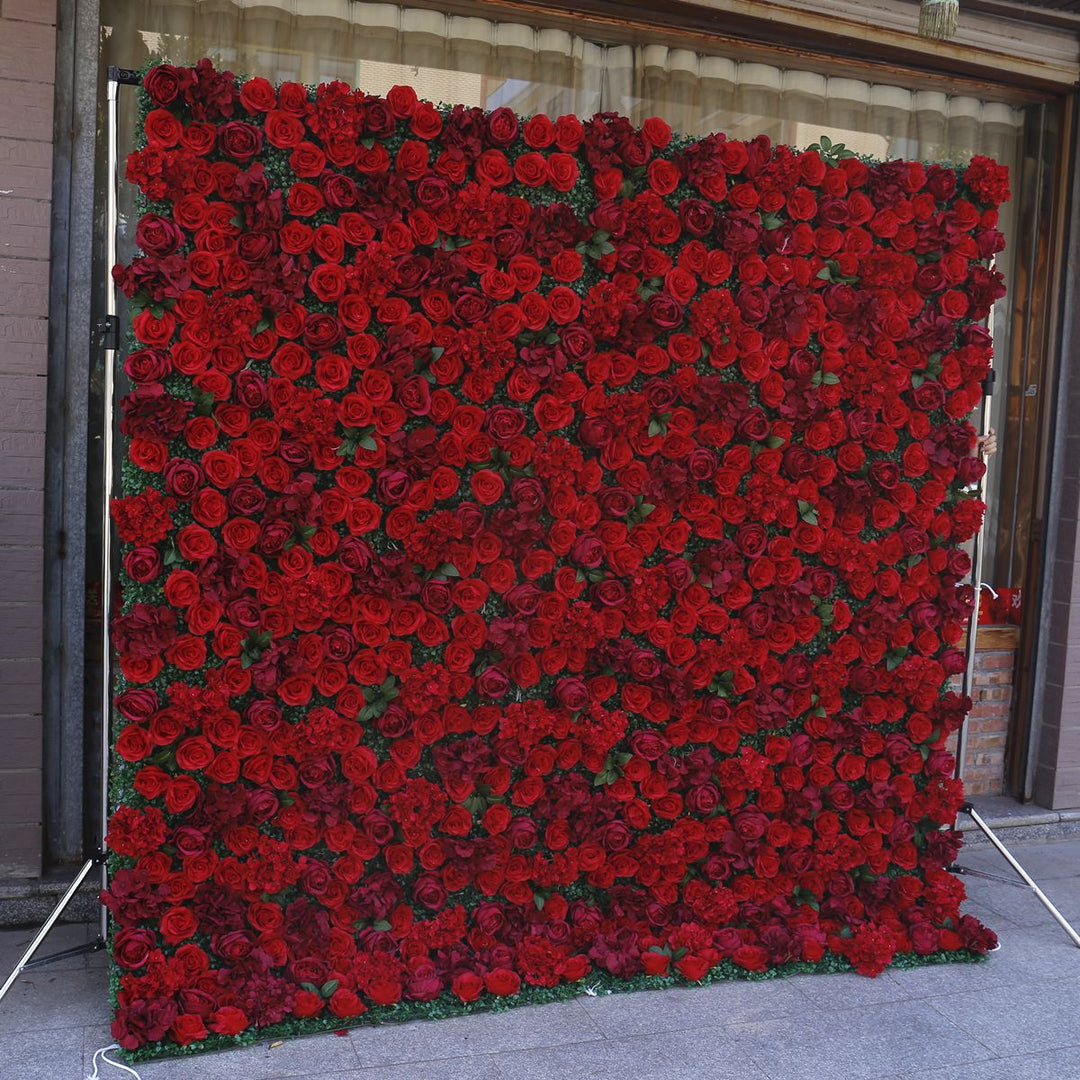 Red Rose Peony Hydrangea, Artificial Flower Wall, Wedding Party Backdrop