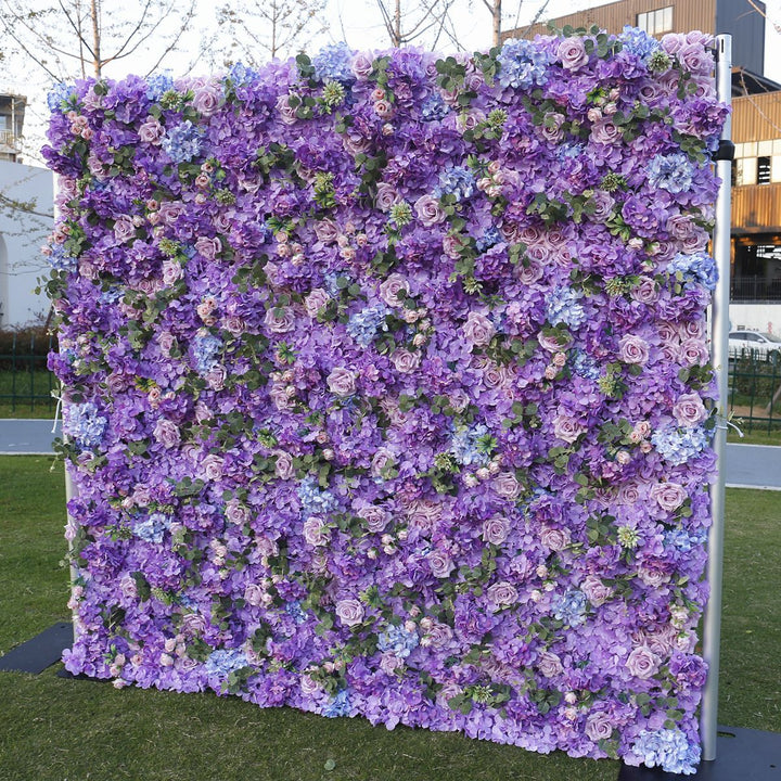 Luxury Purple 5D Cloth Flower Wall Arrangement Wedding Backdrop