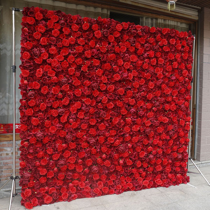 Red Burgundy Rose, Artificial Flower Wall, Wedding Party Backdrop Wall