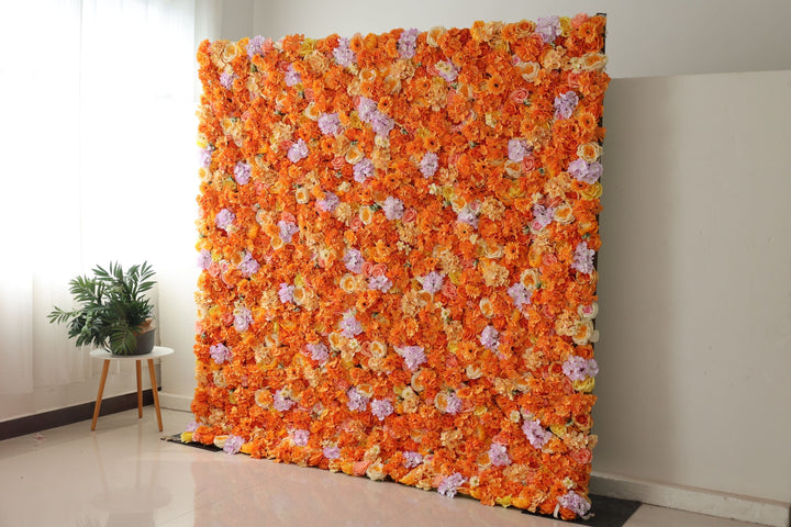Orange Roses And Hydrangeas And Chrysanthemums, Artificial Flower Wall Backdrop