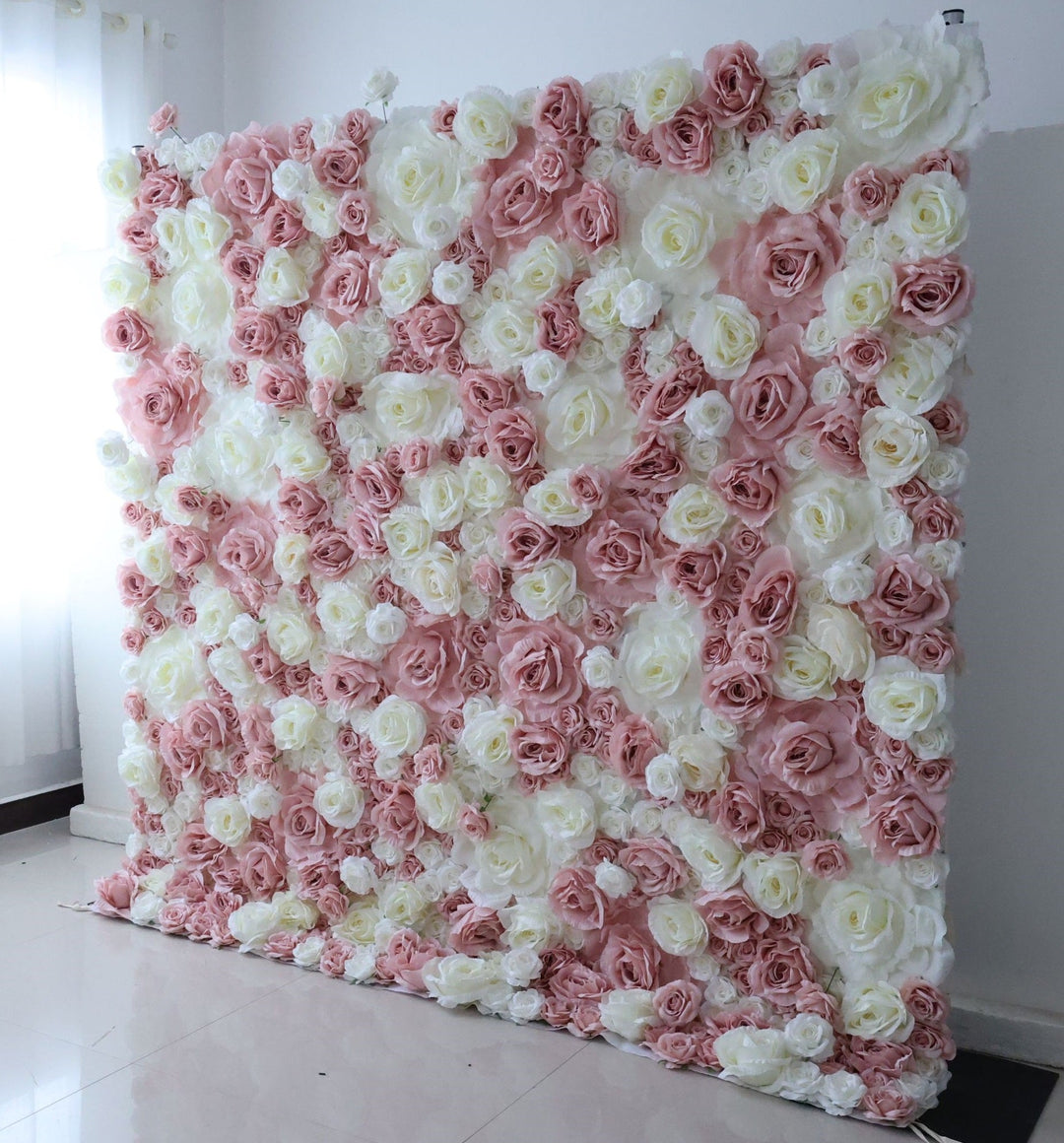 Pink And White Rose, Reed Pampas Grass, Artificial Flower Wall, Wedding Party Backdrop