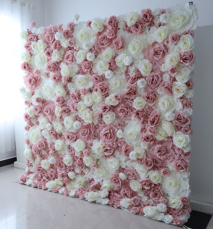 Pink And White Rose, Reed Pampas Grass, Artificial Flower Wall, Wedding Party Backdrop