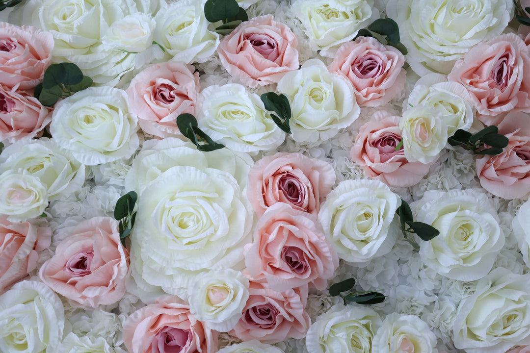 Pink And White Rose, Reed Pampas Grass, Artificial Flower Wall, Wedding Party Backdrop
