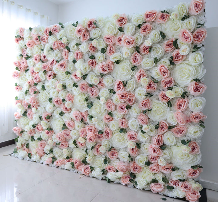 Pink And White Rose, Reed Pampas Grass, Artificial Flower Wall, Wedding Party Backdrop