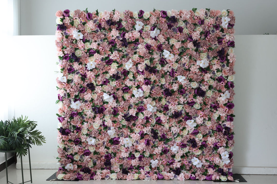Pink Roses And Hydrangeas And Peonies With Green Leaves, Artificial Flower Wall Backdrop