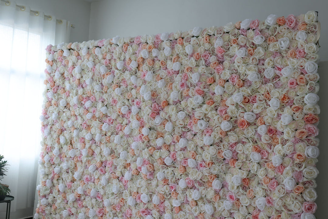 Pink And White And Yellow Roses, Artificial Flower Wall, Wedding Party Backdrop