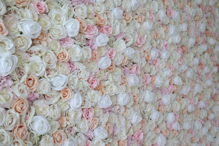 Pink And White And Yellow Roses, Artificial Flower Wall, Wedding Party Backdrop