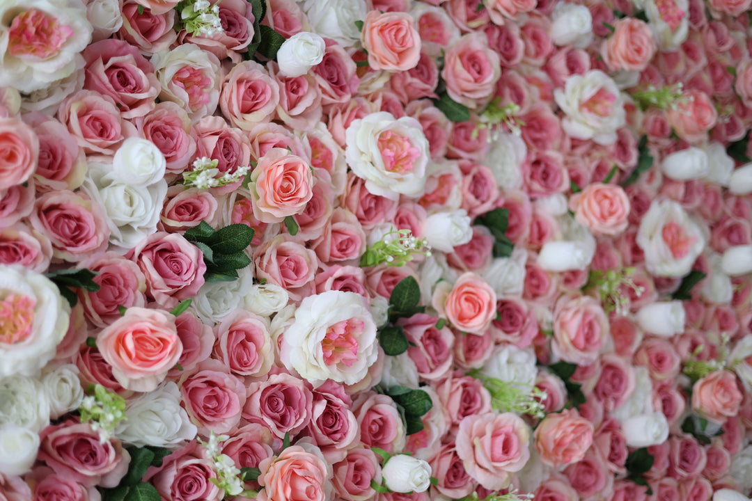 Pink And White Roses, Artificial Flower Wall, Wedding Party Backdrop