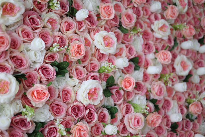 Pink And White Roses, Artificial Flower Wall, Wedding Party Backdrop