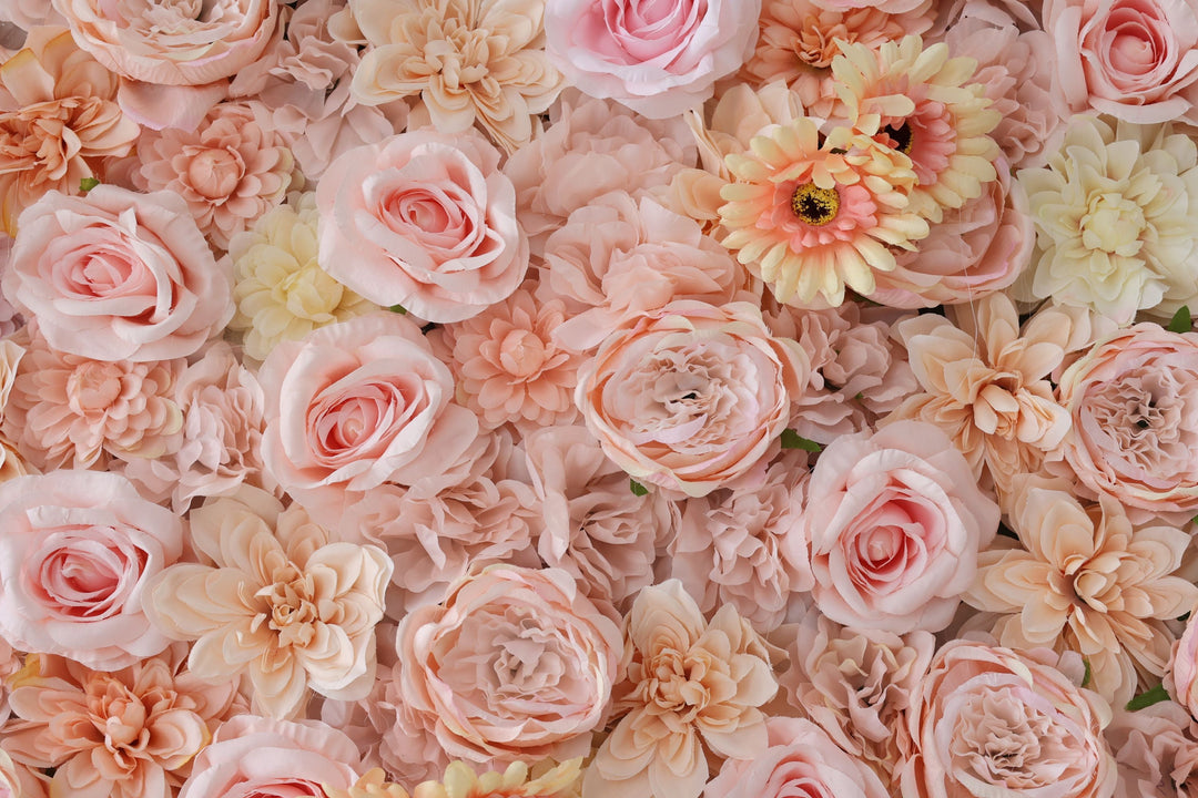 Pink Roses And Chrysanthemums And Peonies And Dahlias, Artificial Flower Wall Backdrop