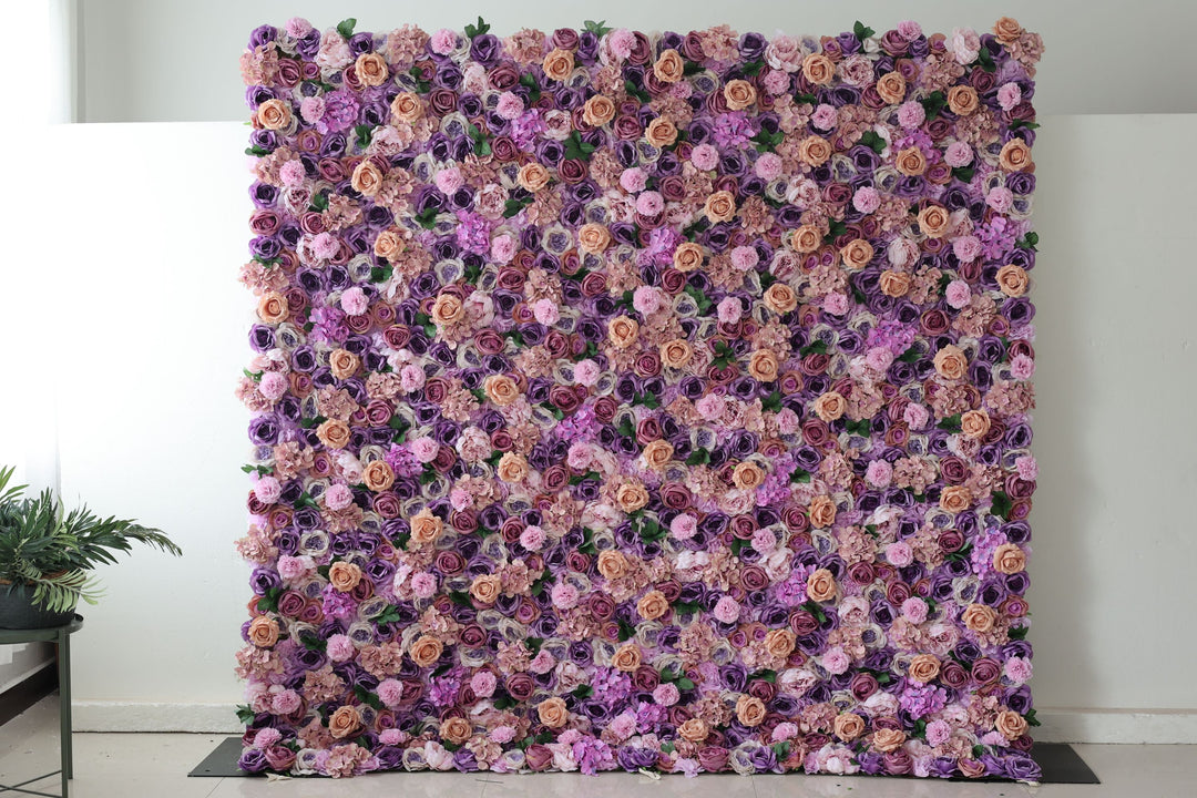 Purple And Pink Roses And Hydrangeas, Artificial Flower Wall, Wedding Party Backdrop