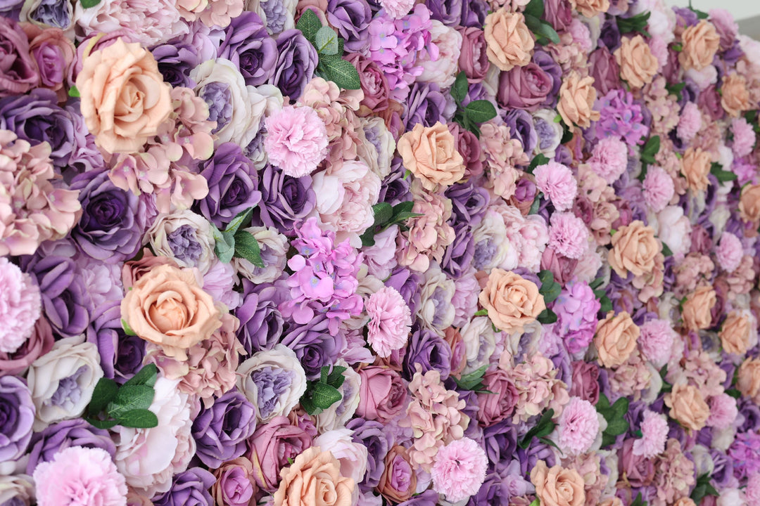 Purple And Pink Roses And Hydrangeas, Artificial Flower Wall, Wedding Party Backdrop