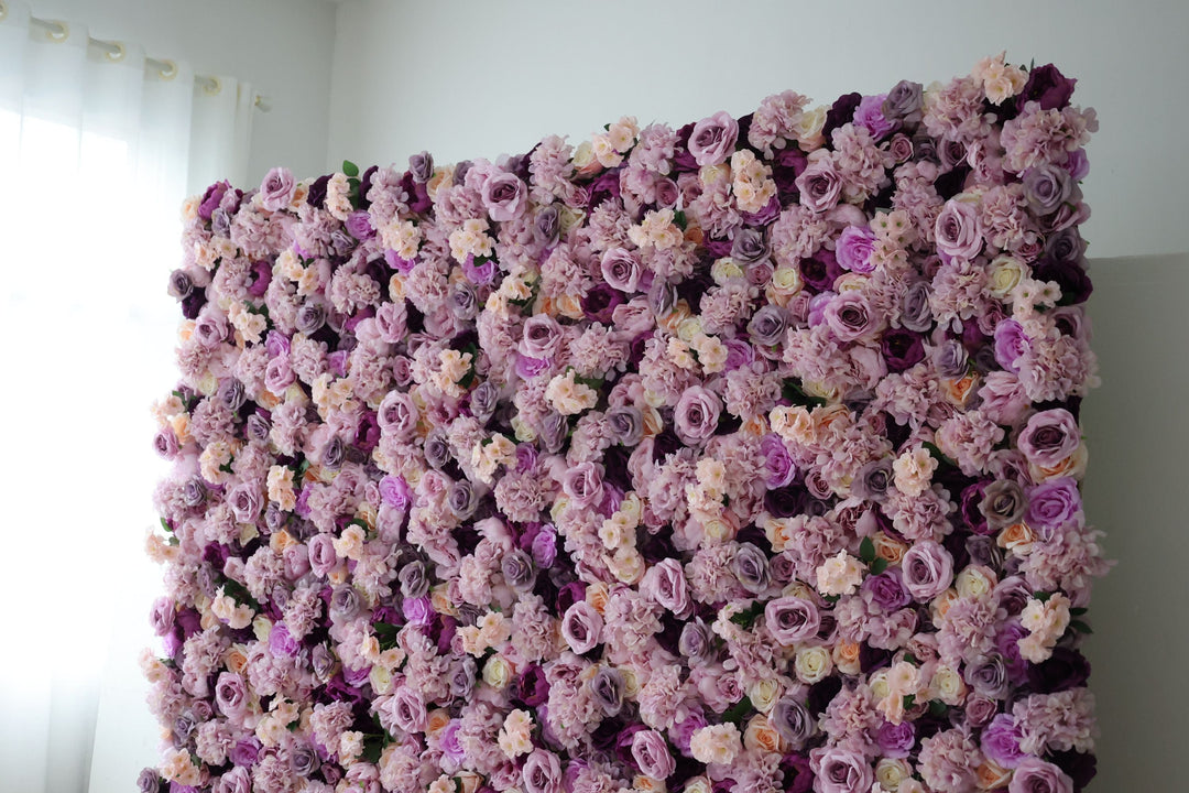 Purple Roses And Hydrangeas And Peonies, Artificial Flower Wall, Wedding Party Backdrop