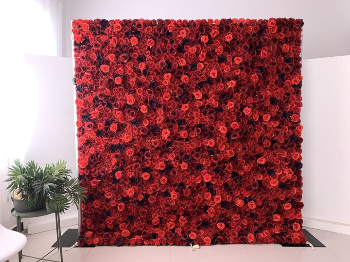 Red And Crimson Roses, Artificial Flower Wall, Wedding Party Backdrop
