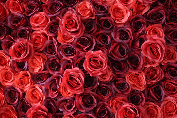 Red And Crimson Roses, Artificial Flower Wall, Wedding Party Backdrop
