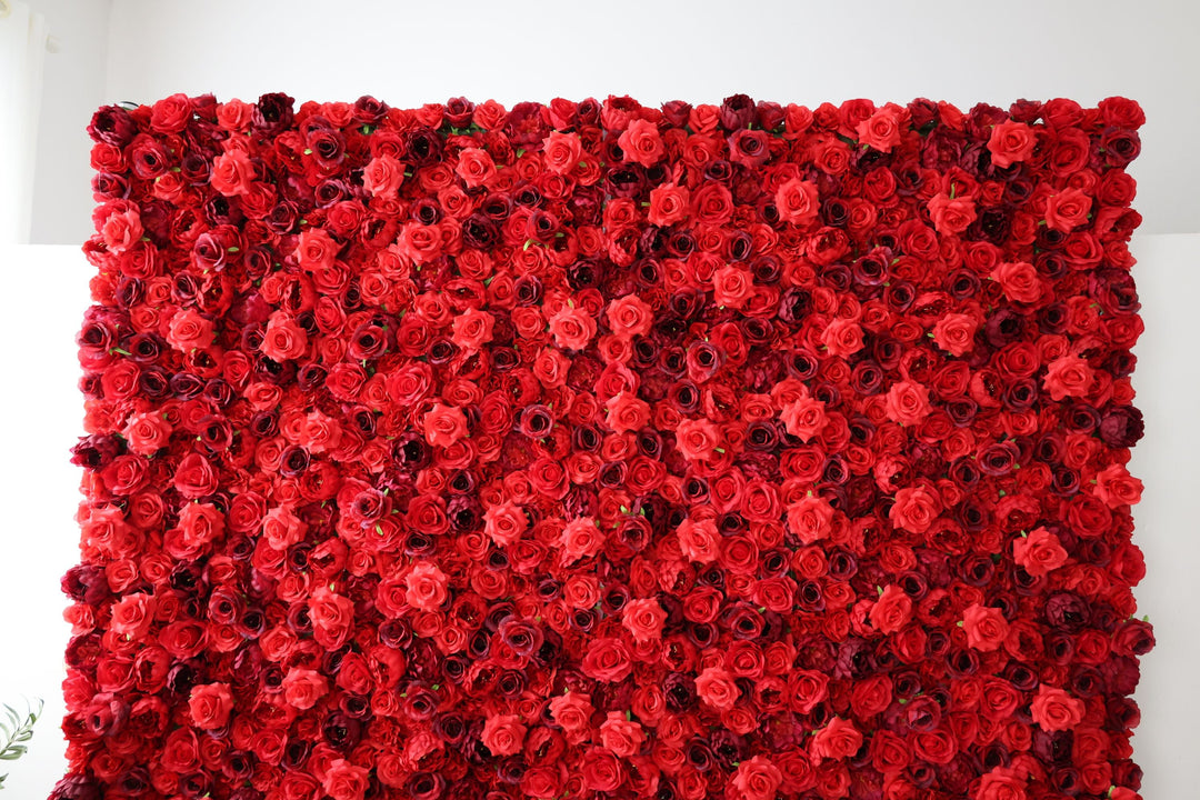 Red And Purple Roses And Peonies, Artificial Flower Wall, Wedding Party Backdrop