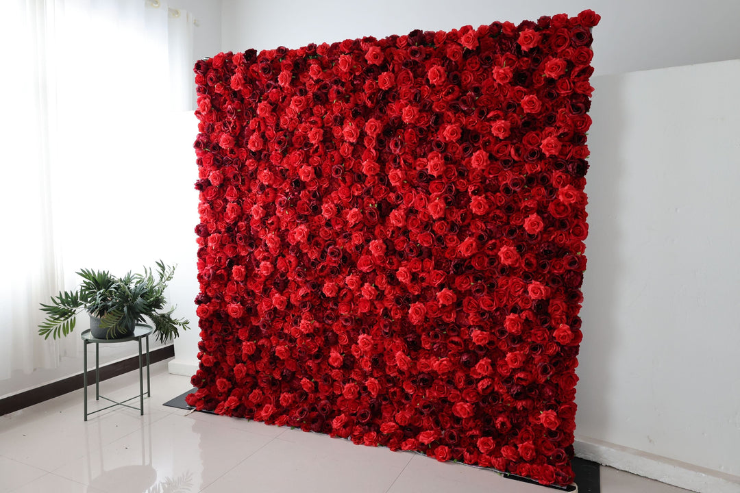 Red And Purple Roses And Peonies, Artificial Flower Wall, Wedding Party Backdrop
