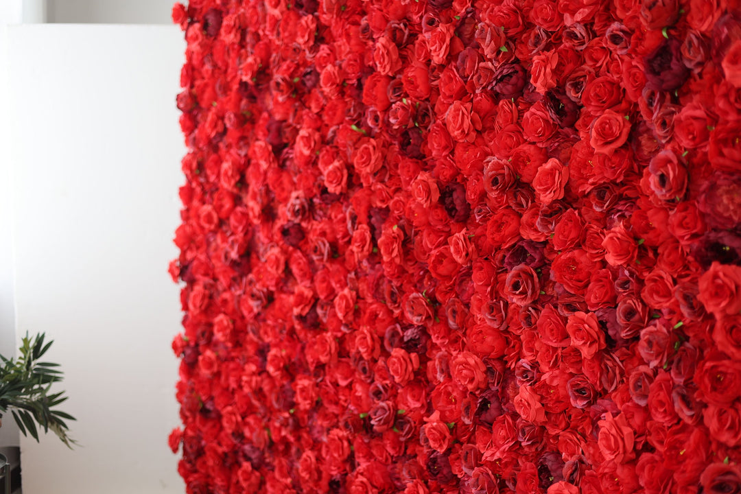 Red And Purple Roses And Peonies, Artificial Flower Wall, Wedding Party Backdrop