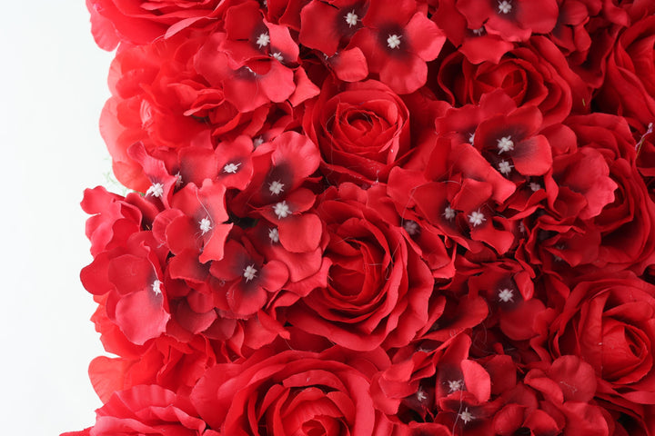 Red Roses And Hydrangeas, Artificial Flower Wall, Wedding Party Backdrop