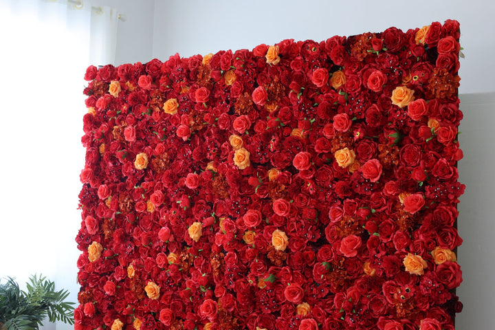 Red Roses And Hydrangeas And Yellow Roses, Artificial Flower Wall, Wedding Party Backdrop