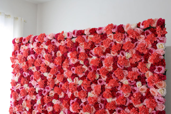 Red Roses And Rosy Hydrangeas And Pink Peonies, Artificial Flower Wall Backdrop