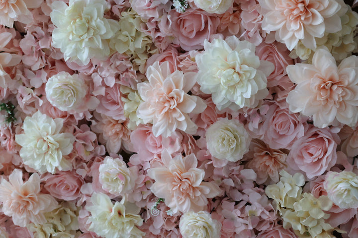 Rose And Dahlia, Reed Pampas Grass, Artificial Flower Wall, Wedding Party Backdrop