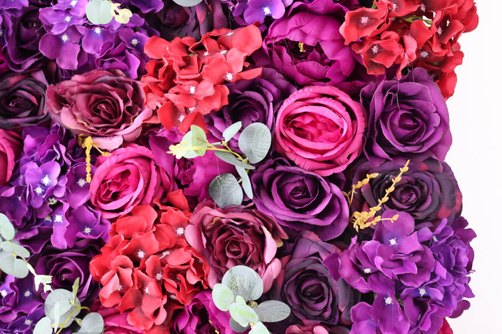 Roses And Hydrangeas In Rose And Purple, Artificial Flower Wall, Wedding Party Backdrop