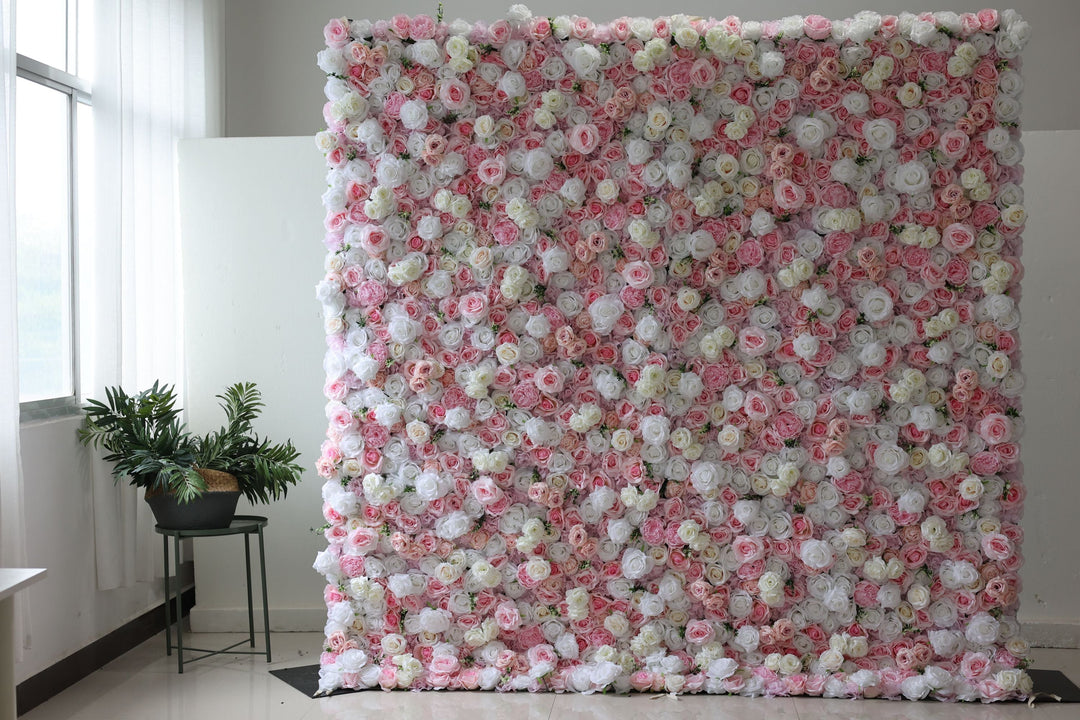 White And Pink Roses, Artificial Flower Wall, Wedding Party Backdrop