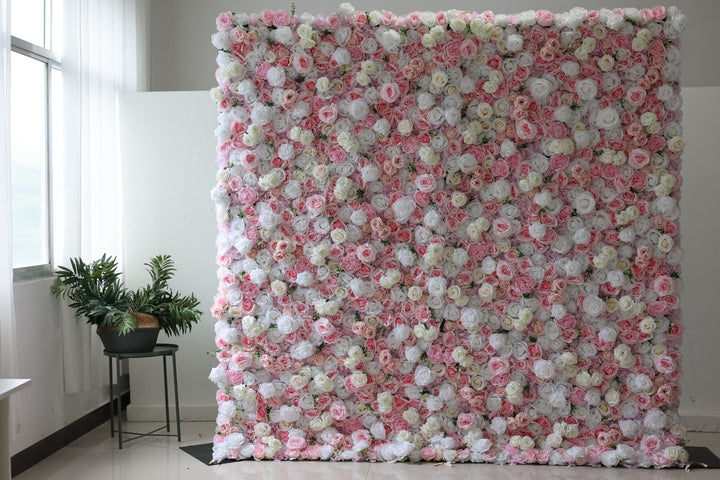 White And Pink Roses, Artificial Flower Wall, Wedding Party Backdrop