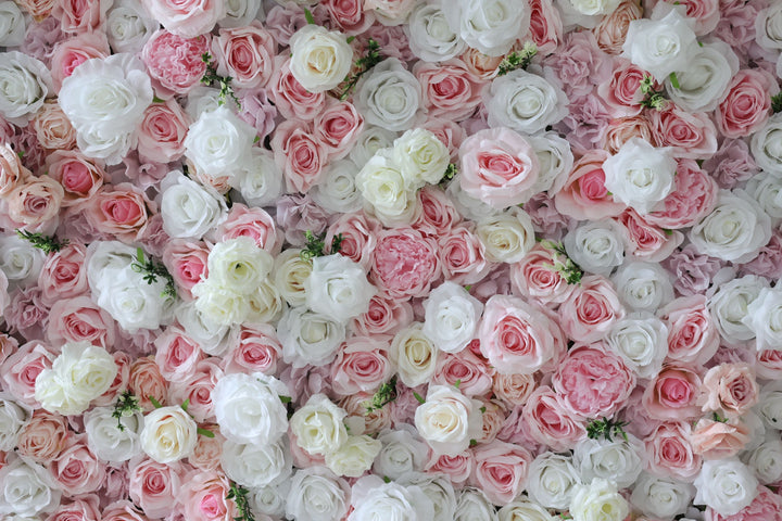 White And Pink Roses, Artificial Flower Wall, Wedding Party Backdrop