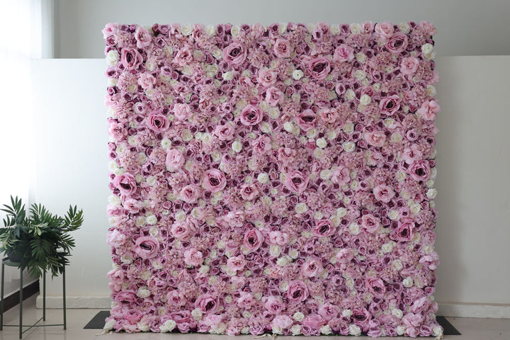 White And Purple Roses And Purple Hydrangeas, Artificial Flower Wall Backdrop