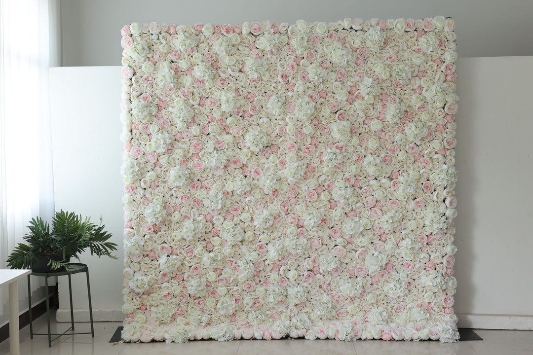 White Roses And Peonies And Hydrangeas And Pink Peonies, Artificial Flower Wall Backdrop
