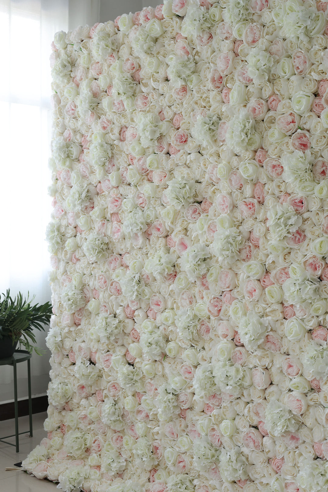 White Roses And Peonies And Hydrangeas And Pink Peonies, Artificial Flower Wall Backdrop