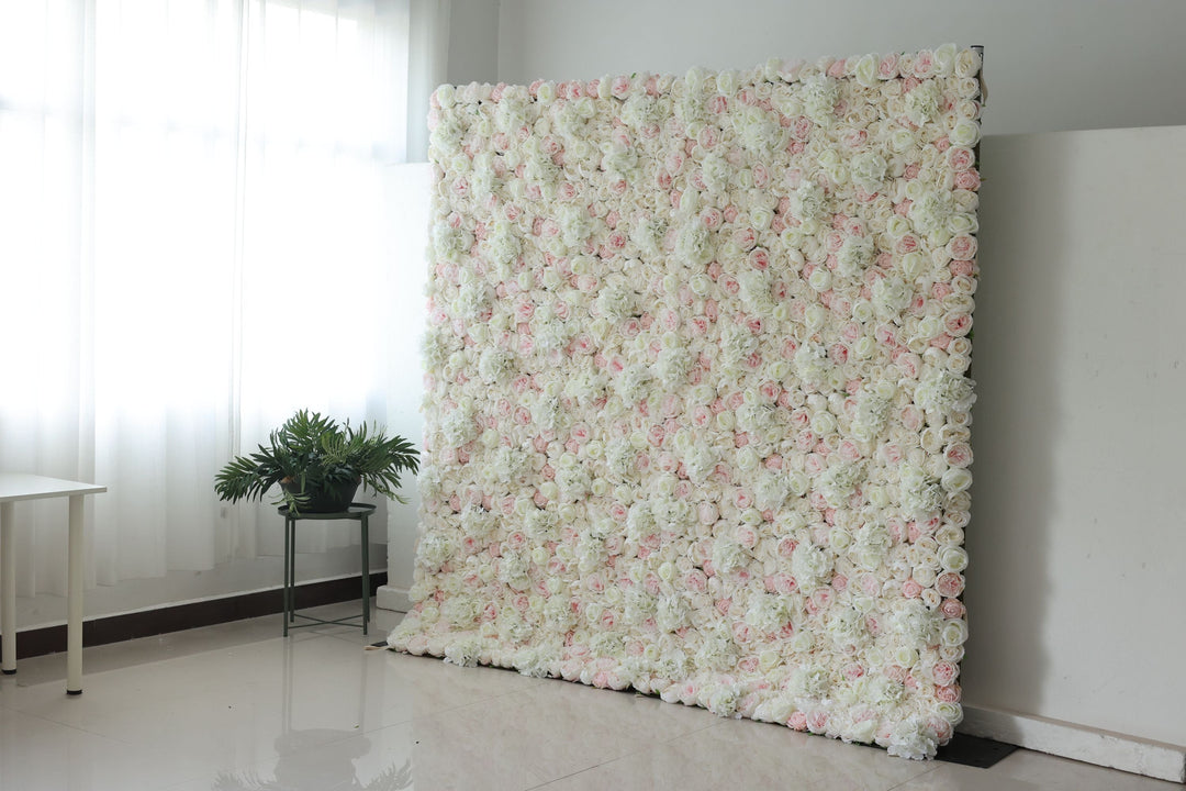 White Roses And Peonies And Hydrangeas And Pink Peonies, Artificial Flower Wall Backdrop