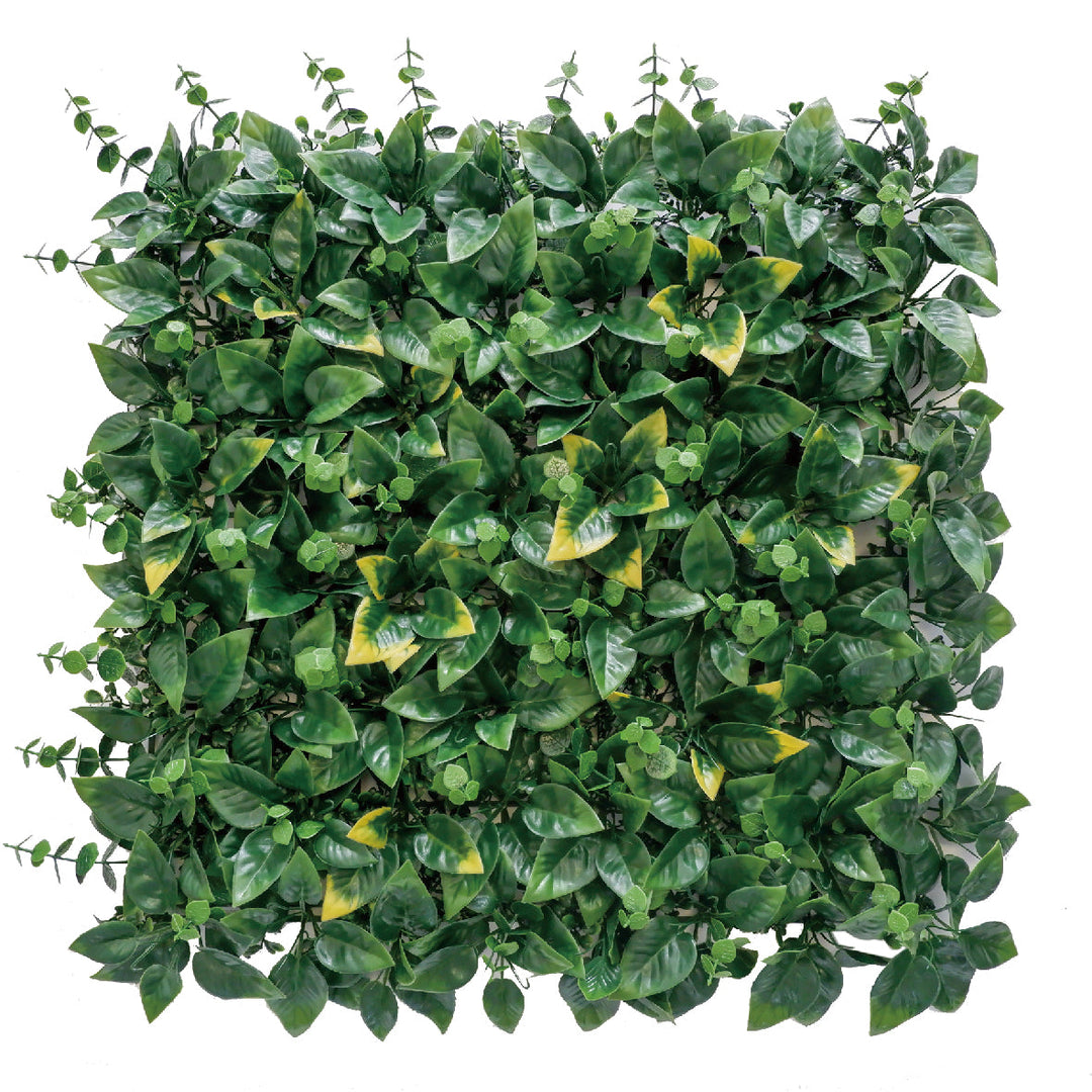 Green And Yellow Leaves With Eucalyptus Artificial Green Wall Panels, Faux Plant Wall