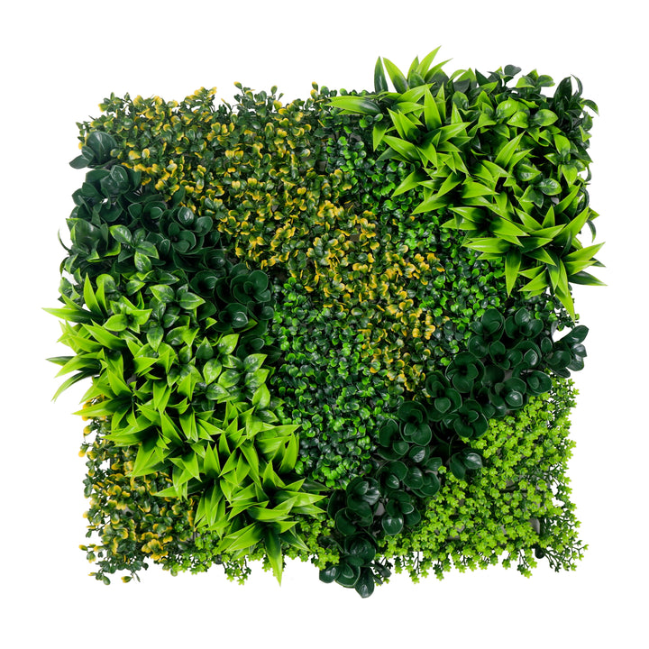 Mixed Plants In Dark Green And Yellow Artificial Green Wall Panels, Faux Plant Wall