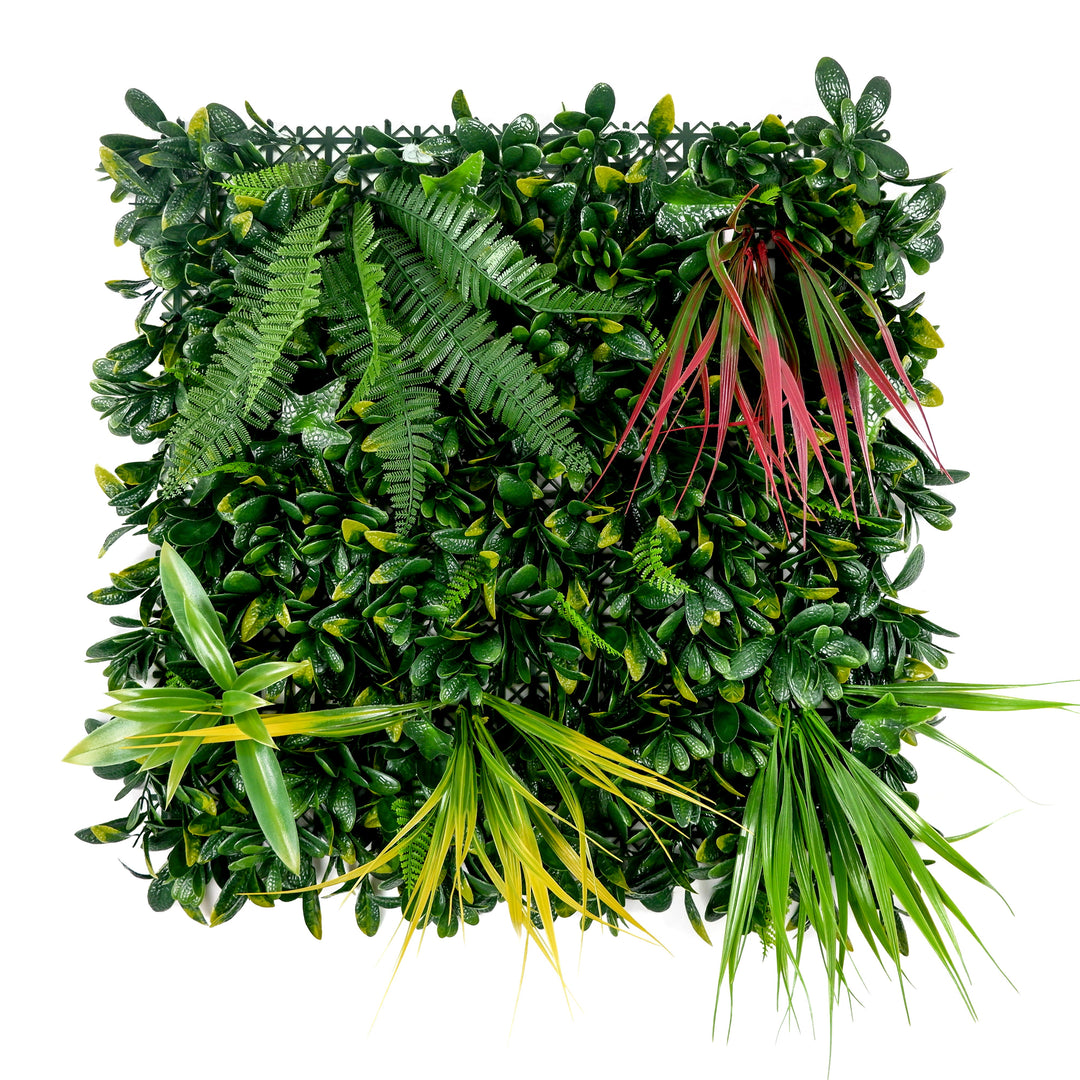 Mixed Plants In Red, Yellow, And Green Artificial Green Wall Panels, Faux Plant Wall