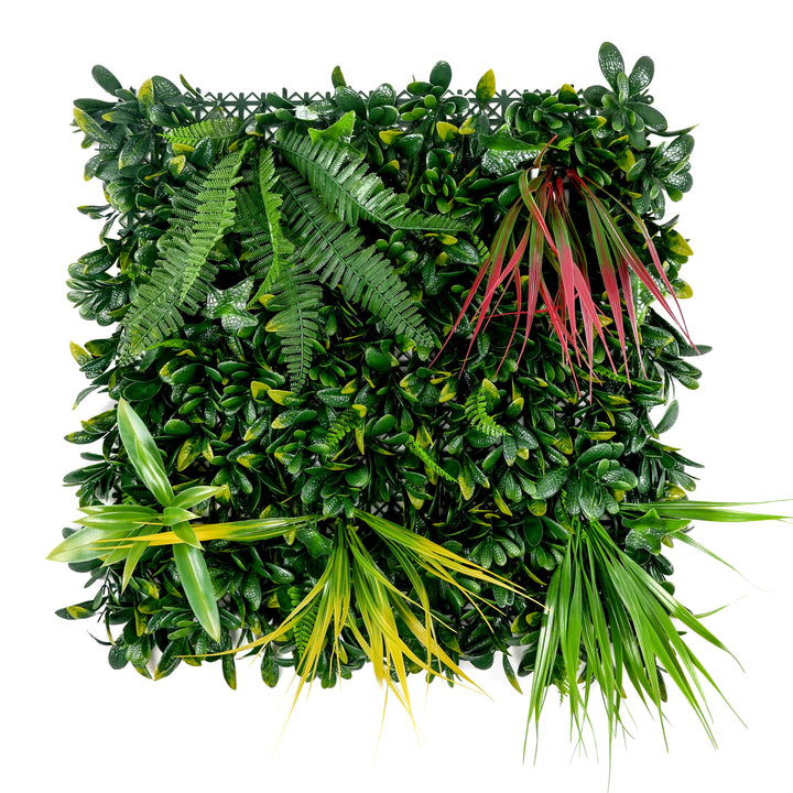 Mixed Plants In Red, Yellow, And Green Artificial Green Wall Panels, Faux Plant Wall