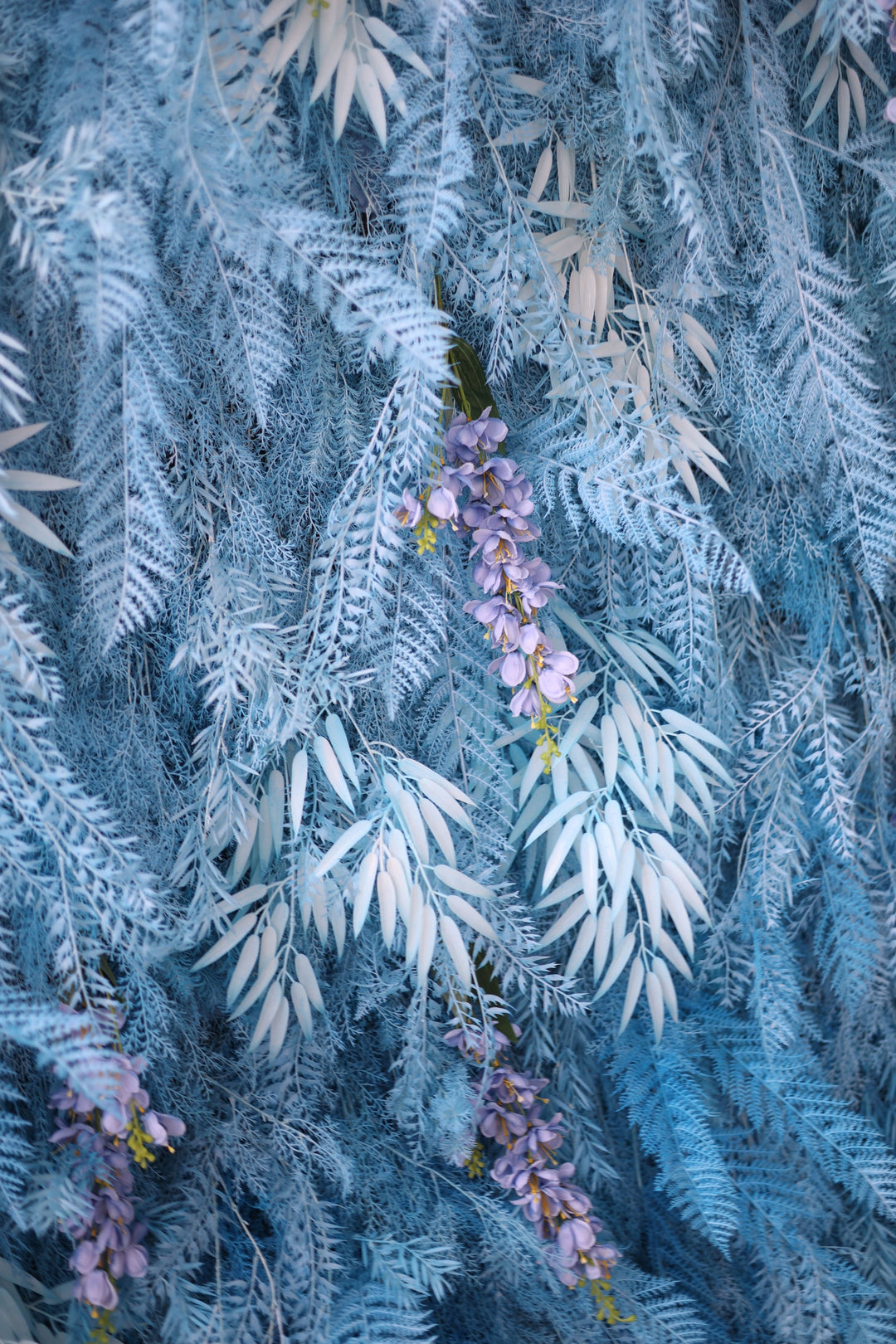 Blue Feather Flower Backdrop, Artificial Flower Wall, Wedding Party Backdrop